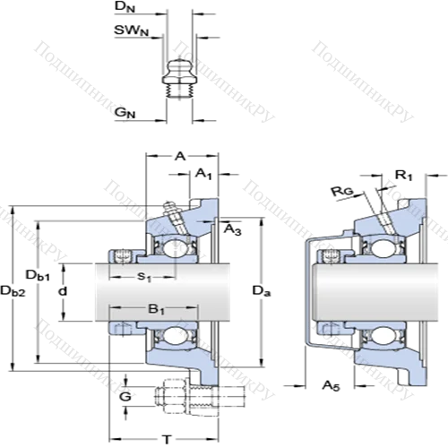 Фланцевые подшипниковые узлы типа Y (корпус типа Y-TECH, квадратный фланец, крепление стопорными винтами)
