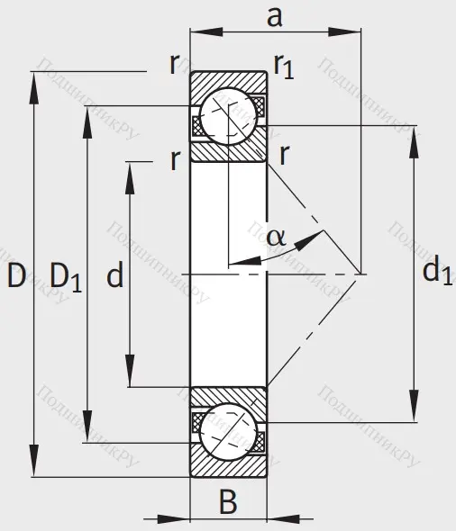 Однорядный шариковый подшипник 7316 B XL TVP