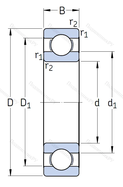 Однорядный шариковый подшипник 16005