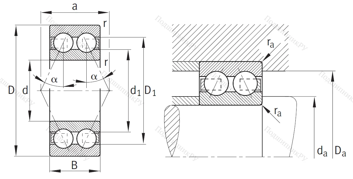 Двухрядный шариковый подшипник 3212 B TVH
