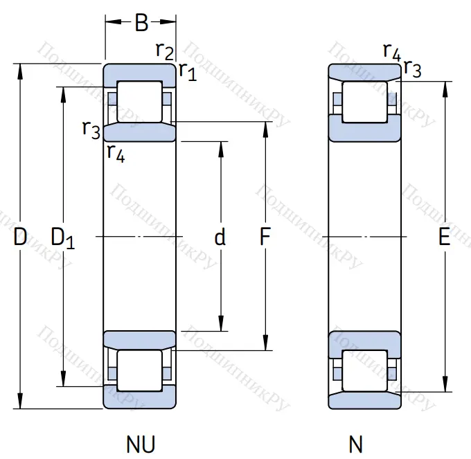 Роликовый цилиндрический подшипник N 212 ECP