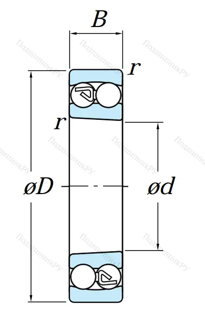 Двухрядный шариковый подшипник 1311 K