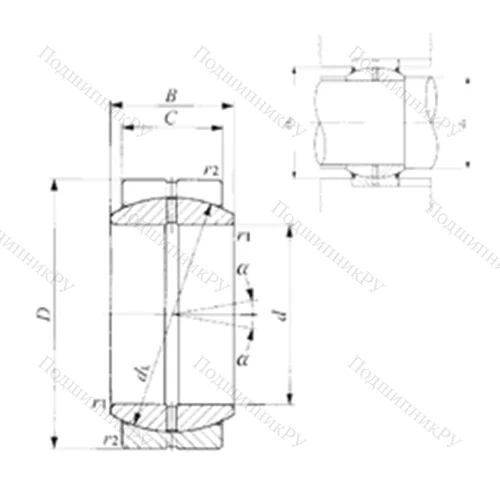Подшипник скольжения сферический GE 15ES от производителя  IKO