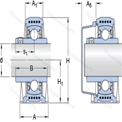Стационарные подшипниковые узлы типа Y (литой корпус, крепление стопорными винтами) SYK 35 TD