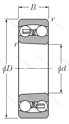 Двухрядный шариковый подшипник 2207 SK от производителя  NTN