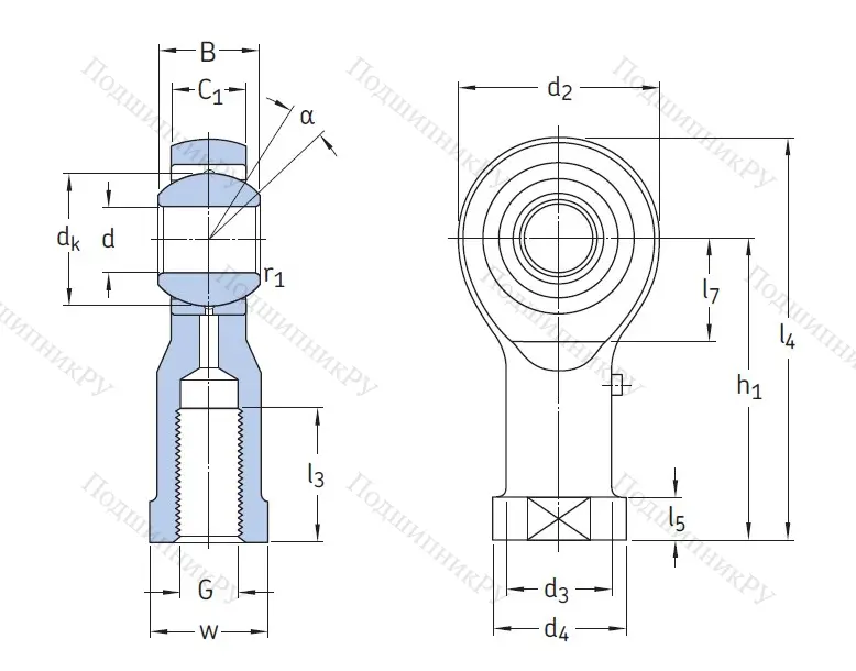 Наконечник штока с внутренней резьбой SIKAC 30 M/VZ 019