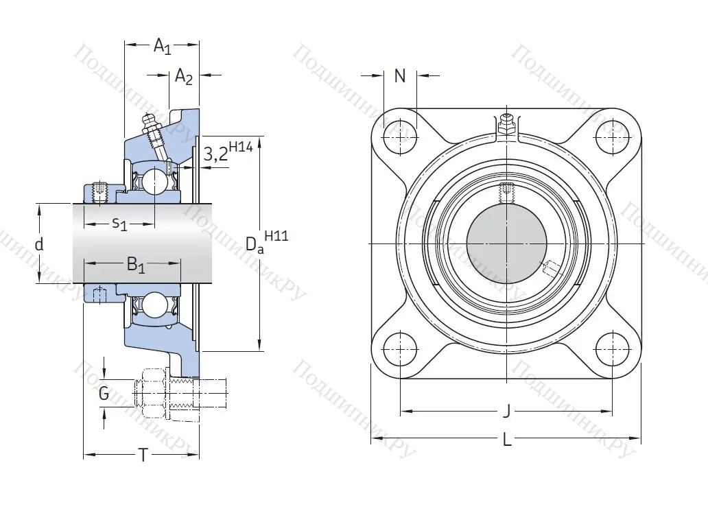 Подшипниковый узел FY 45 FM