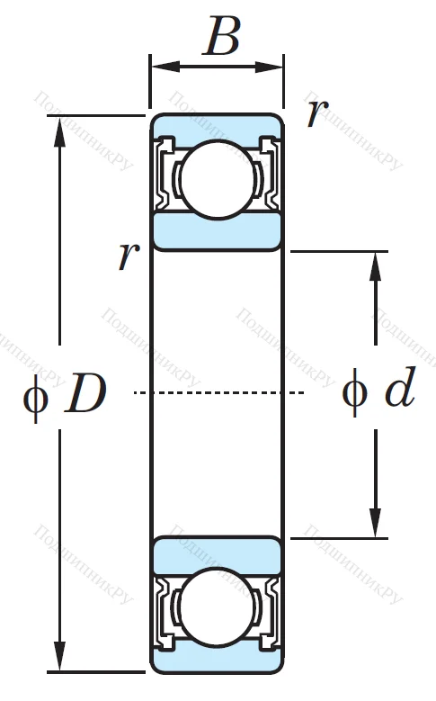 Однорядный шариковый подшипник 6000 2RS CM