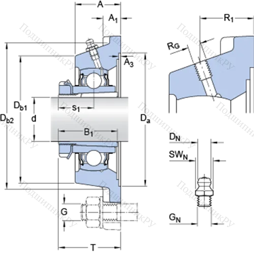 Фланцевые подшипниковые узлы типа Y (корпус типа Y-TECH, квадратный фланец, крепление стопорными винтами)