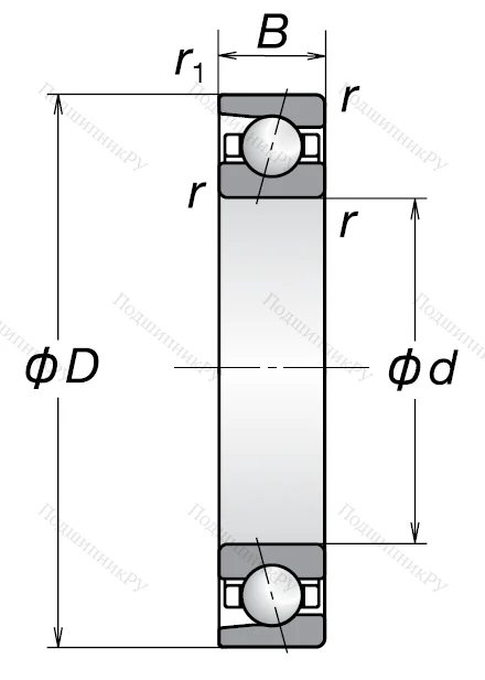 Однорядный шариковый подшипник 7202 AW
