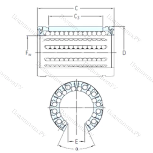 Подшипник шариковый линейный LBHT 25 A-2LS