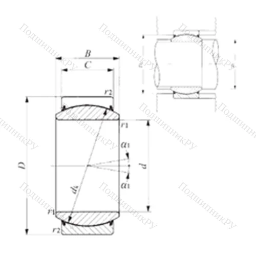 Подшипник скольжения сферический GE 30EC-2RS от производителя  IKO