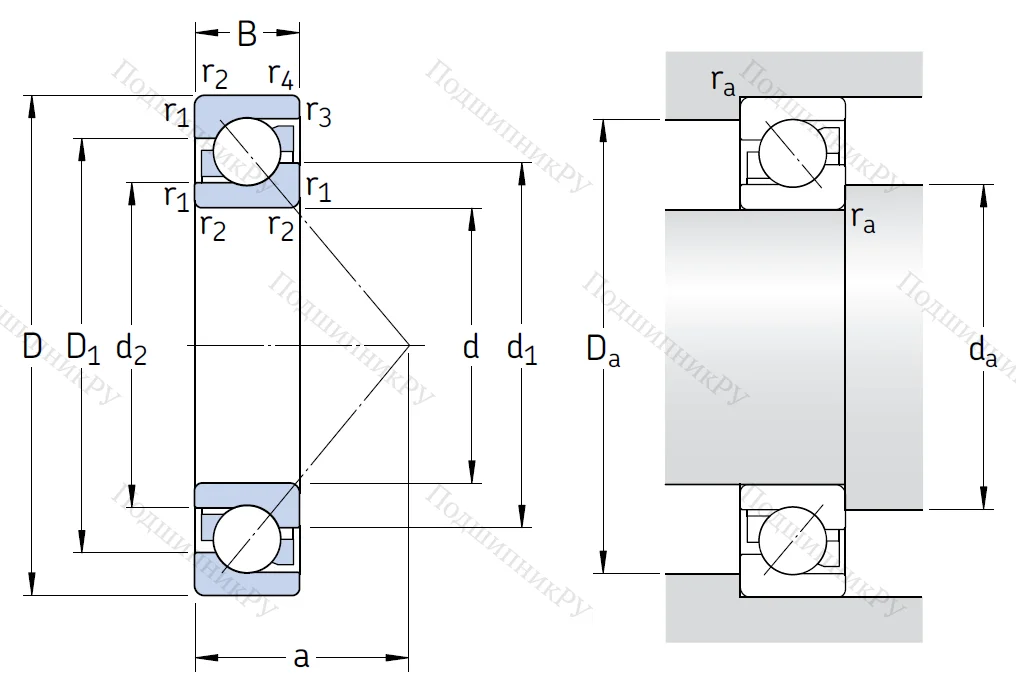 Однорядный шариковый подшипник 7318 BECBM (66318 Л (ГОСТ))