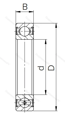 Шариковый однорядный подшипник 1000809 2RS (6809 2RS)
