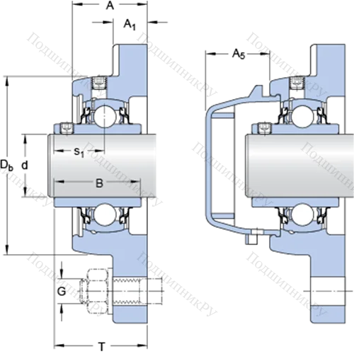 Фланцевые подшипниковые узлы типа Y (корпус типа Y-TECH, квадратный фланец, крепление стопорными винтами)