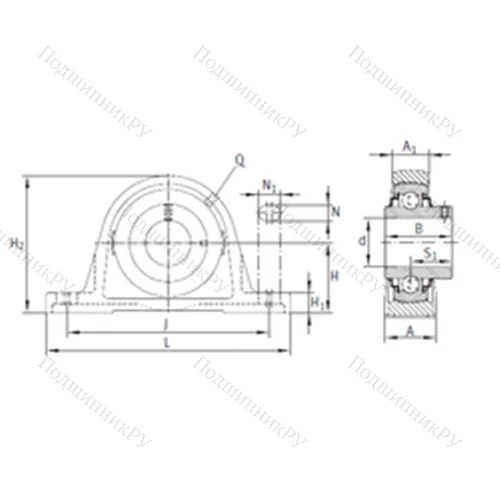 Подшипниковый узел шариковый радиальный RASEY 60-JIS