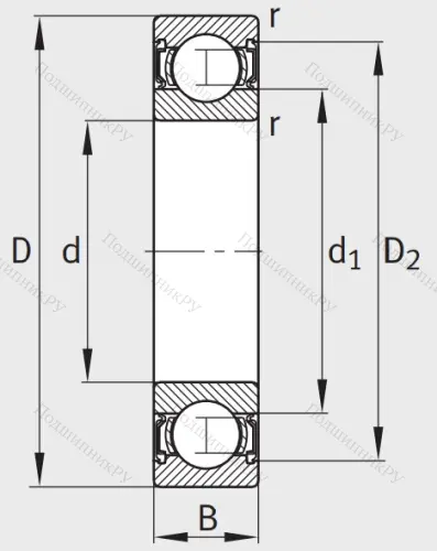 Однорядный шариковый подшипник 62304 A 2RSR от производителя  FAG