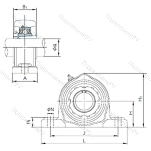 Подшипниковый узел шариковый радиальный UKPK 315+H 2315