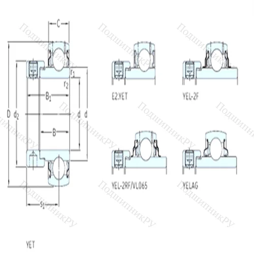 Подшипник шариковый радиальный YEL 212-2F от производителя  SKF