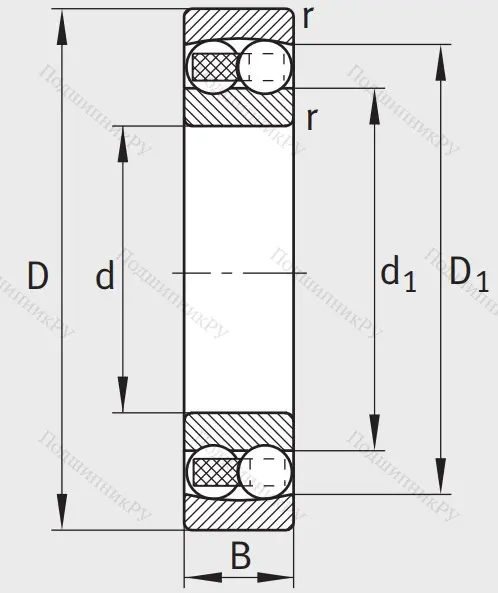 Двухрядный шариковый подшипник 2306 TVH