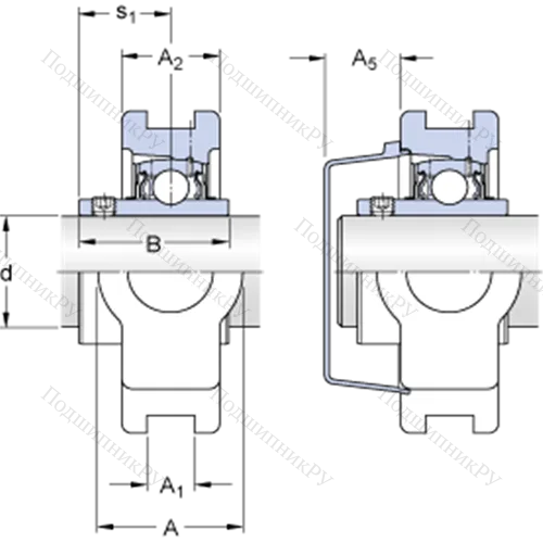 Натяжные подшипниковые узлы типа Y (литой корпус, крепление стопорными винтами)