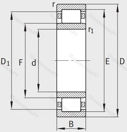 Роликовый цилиндрический подшипник NU 308 E XL TVP 2