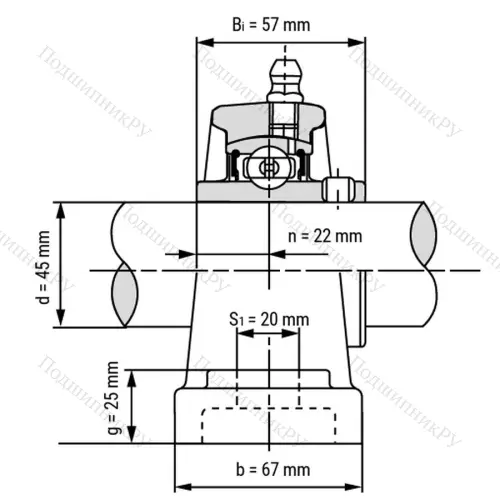 Подшипниковый узел UCP 309 - Вал: 45 мм от производителя  LPZ