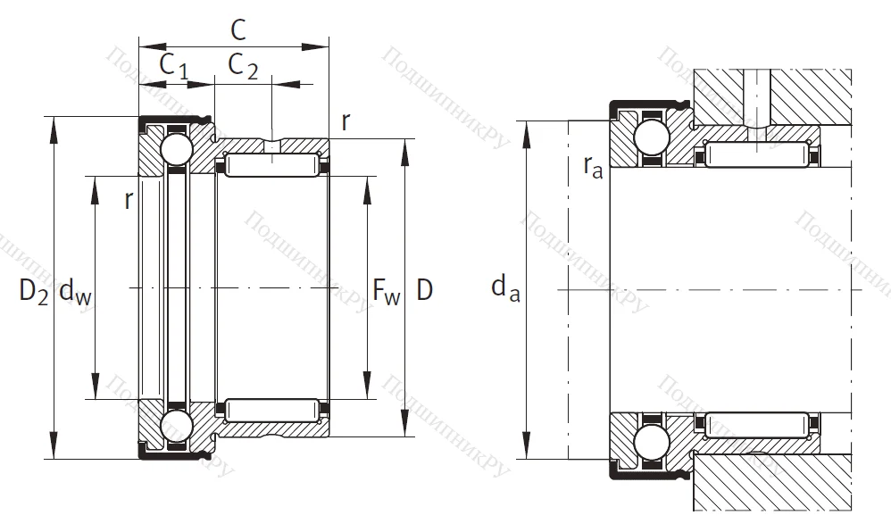 Комбинированный подшипник NKX 20 Z XL