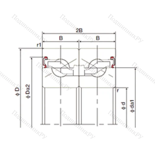 Подшипник шариковый упорно-радиальный спаренный 20TAB 04DB-2LR