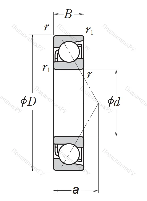 Однорядный шариковый подшипник 7316 BW (66316 ГОСТ)