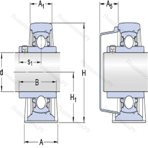 Стационарные подшипниковые узлы типа Y (литой корпус, крепление стопорными винтами)