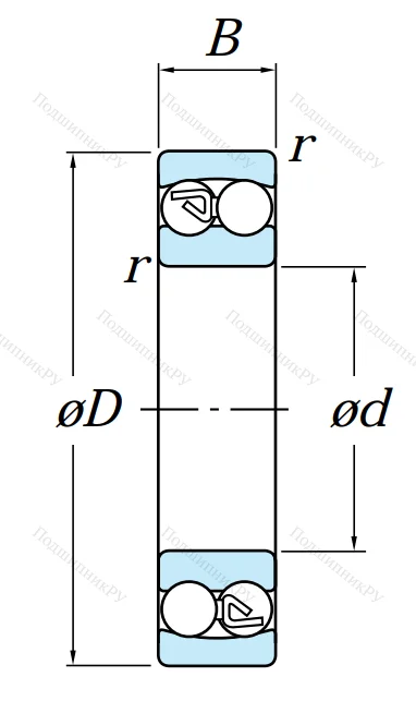 Двухрядный шариковый подшипник 2210 MG
