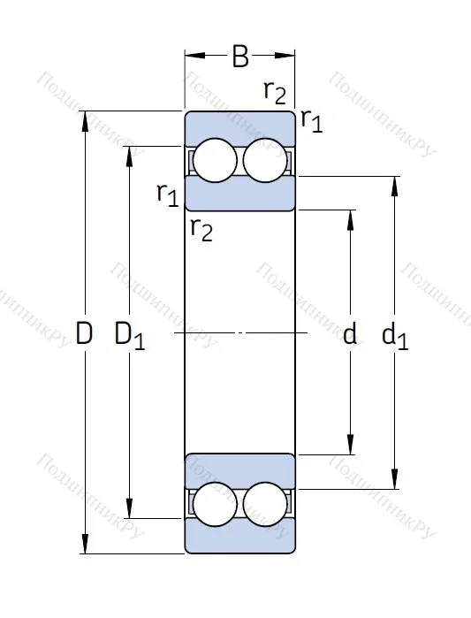 Двухрядный шариковый подшипник 4208 ATN 9