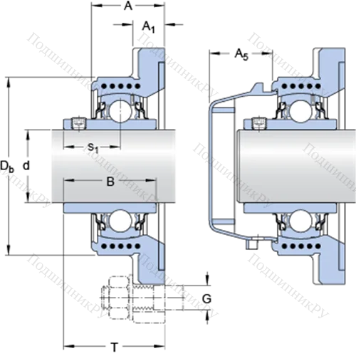 Фланцевые подшипниковые узлы типа Y (корпус типа Y-TECH, квадратный фланец, крепление стопорными винтами)
