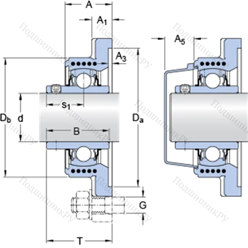 Фланцевые подшипниковые узлы типа Y (корпус типа Y-TECH, квадратный фланец, крепление стопорными винтами)