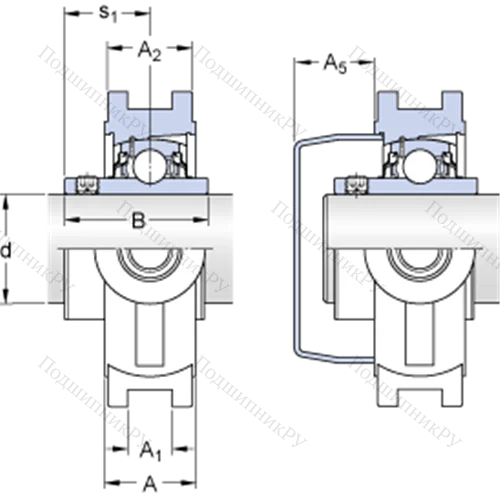 Натяжные подшипниковые узлы типа Y (литой корпус, крепление стопорными винтами)
