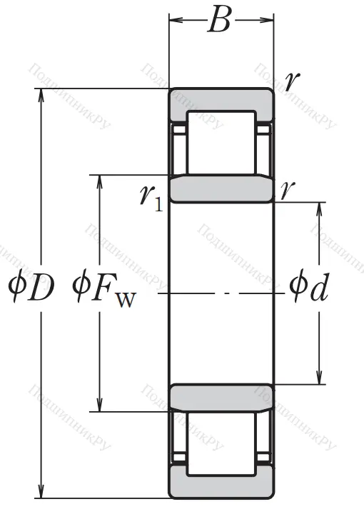 Роликовый цилиндрический подшипник NJ 212 EW C 3