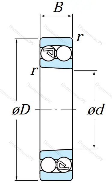 Двухрядный шариковый подшипник 2210 K