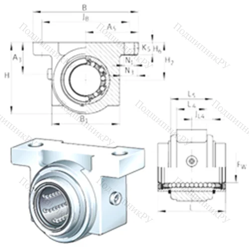 Подшипниковый узел шариковый линейный KGB 25-PP-AS