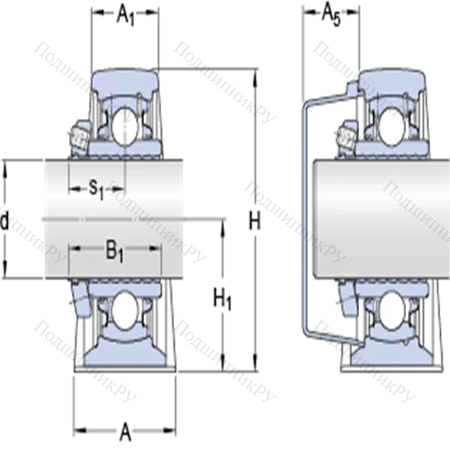 Стационарные подшипниковые узлы типа Y (литой корпус, крепление стопорными винтами)