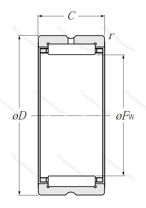 Игольчатый подшипник NK 25/16 R