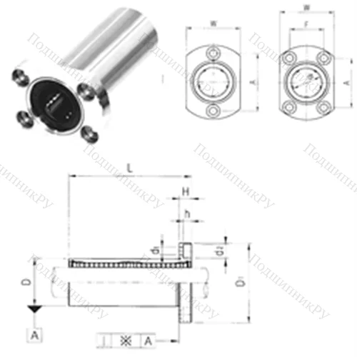 Подшипник шариковый линейный LMH 10LUU