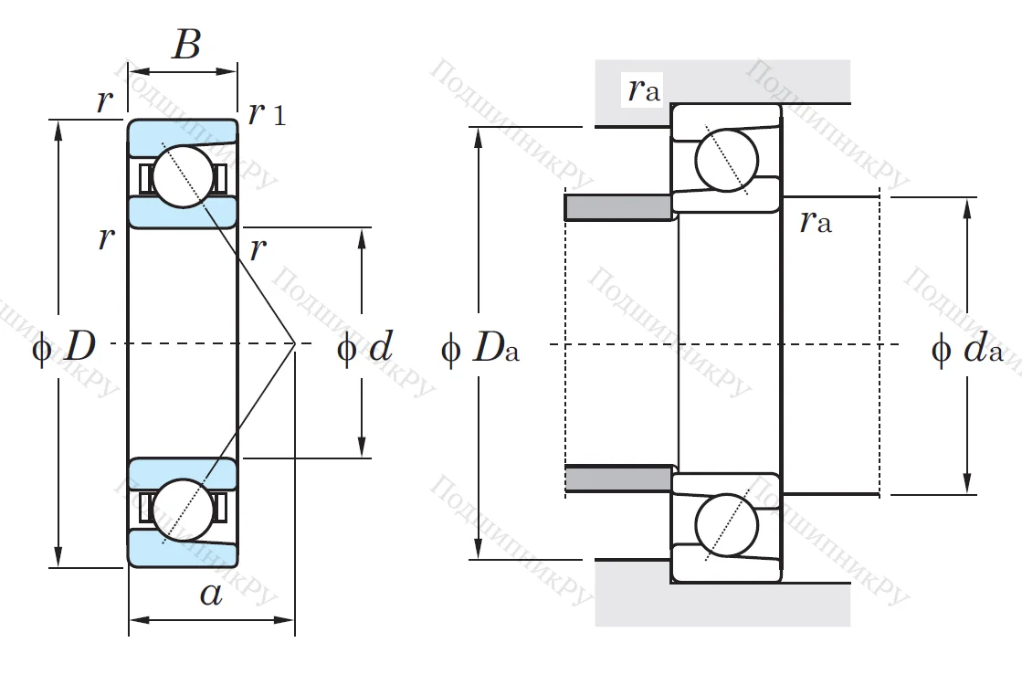 Однорядный шариковый подшипник 7016 FY (46116 Л  ГОСТ)