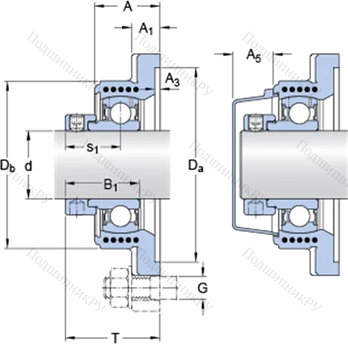 Фланцевые подшипниковые узлы типа Y (корпус типа Y-TECH, квадратный фланец, крепление стопорными винтами)