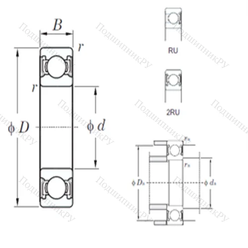 Подшипник шариковый радиальный 6906-2RU