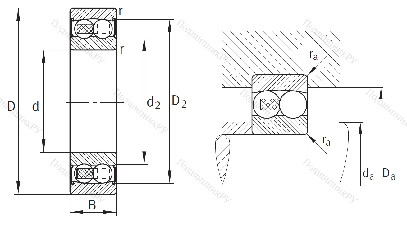 Двухрядный шариковый подшипник 2311 TVH C 3