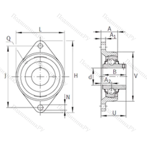 Подшипниковый узел шариковый радиальный RCJTY 15/16