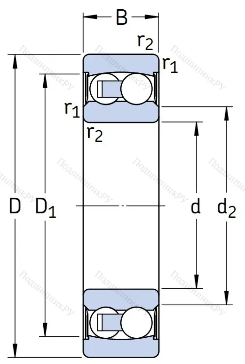 Двухрядный шариковый подшипник 2204 E 2RS 1TN 9