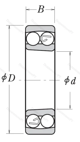 Двухрядный шариковый подшипник 2312 K от производителя  NSK