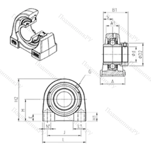 Подшипниковый узел шариковый радиальный EXPG 208